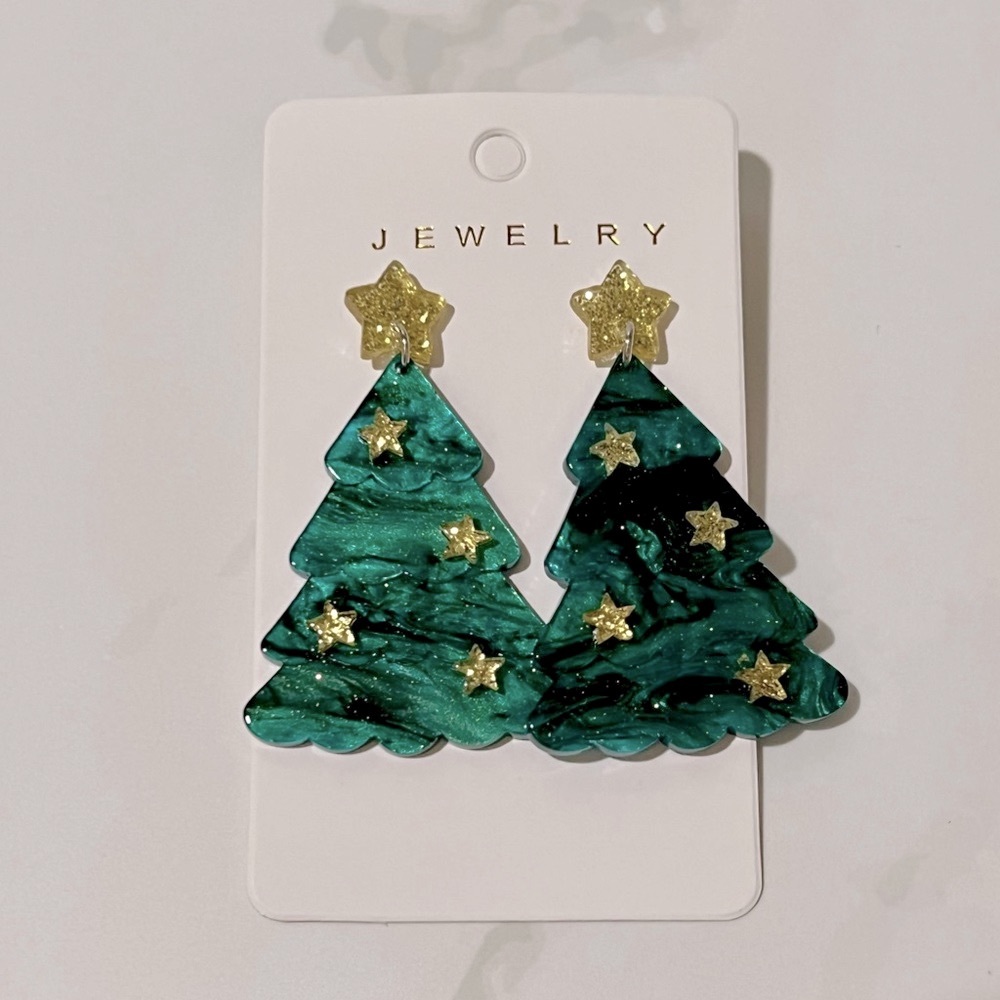NEW! Christmas Tree Stars Holiday Earrings